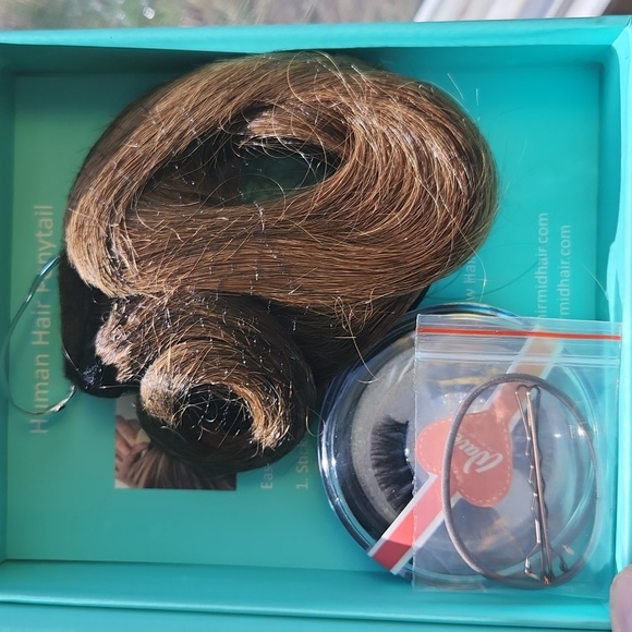 Mirmid 100% Human Hair Ponytail & Wave Lashes kit ☆ Brand New in box ☆ Brown ☆ - Picture 8 of 17